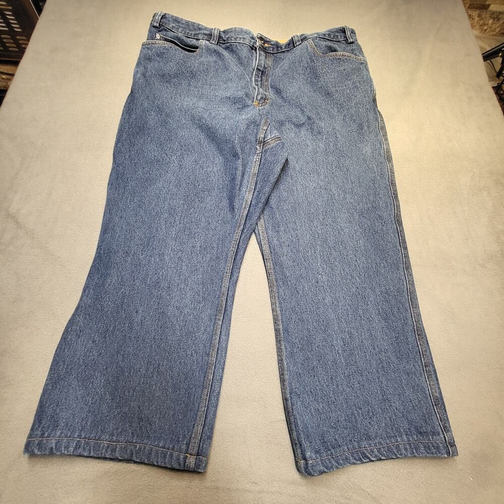 Duluth Trading Co Jeans Mens 42x26 Blue Straight Leg Distressed Denim